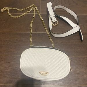 Guess white mini side purse or waist cross body